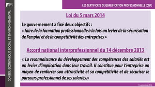 Les certificats de qualification professionnelle (CQP)