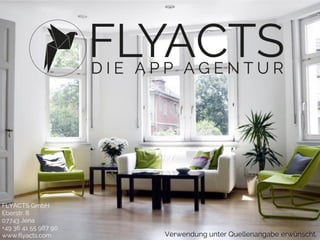 FLYACTS GmbH 
Eberstr. 8 
07743 Jena 
+49 36 41 55 987 90 
www.flyacts.com Verwendung unter Quellenangabe erwünscht. 
