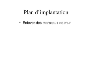 Plan d’implantation
• Enlever des morceaux de mur
 