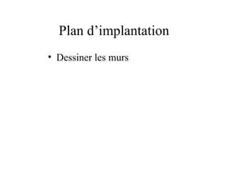 Plan d’implantation
• Dessiner les murs
 