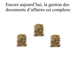 Encore aujourd’hui, la gestion des  documents d’affaires est complexe 