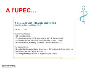 A l’UPEC…
Extrait de la plaquette
d’information de l’UPEC
 