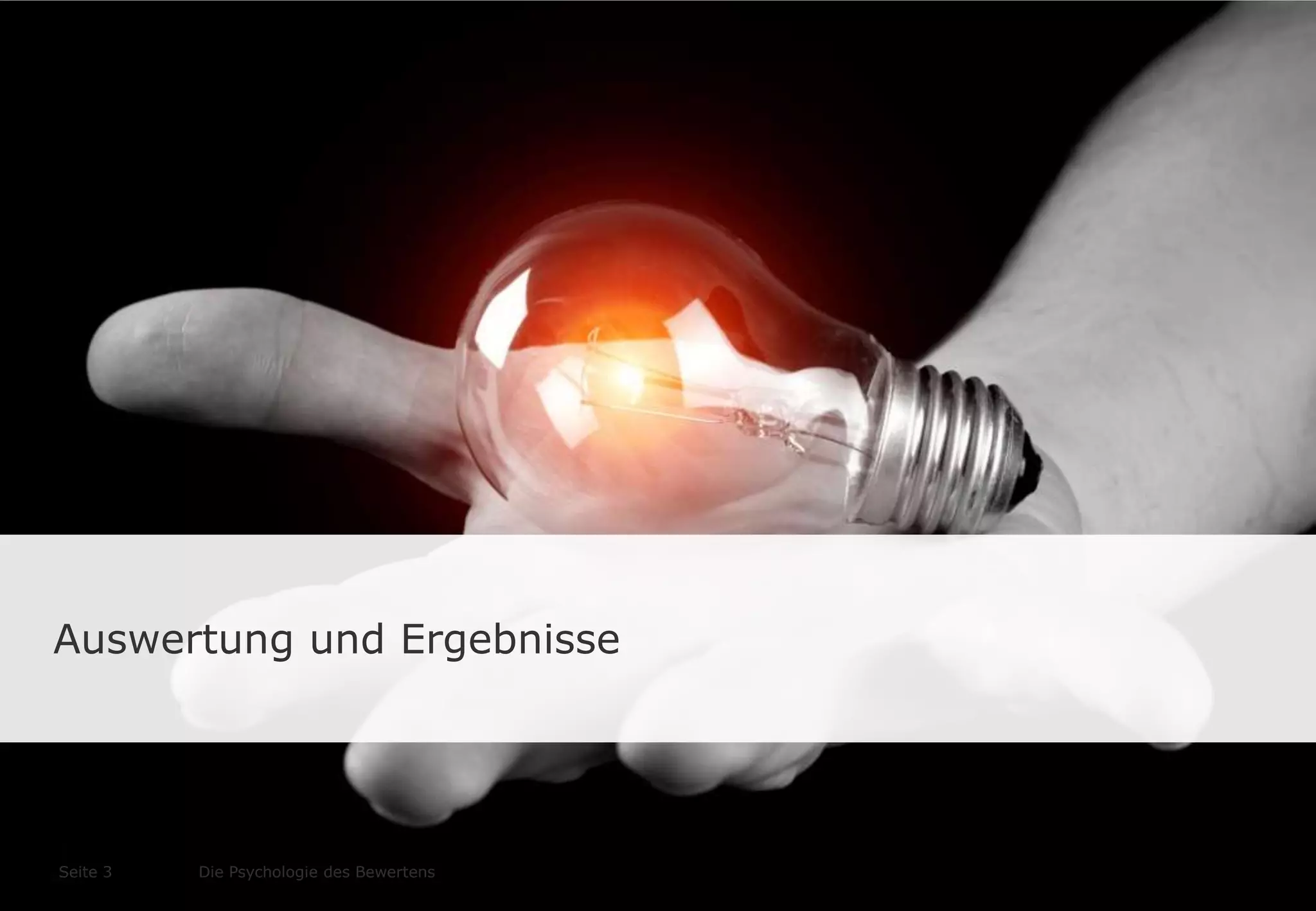 Auswertung und Ergebnisse 
Die Psychologie Seite 3 des Bewertens 
 