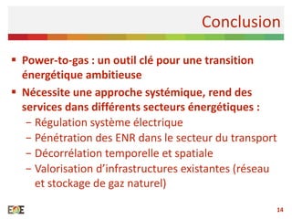  Power-to-gas : un outil clé pour une transition
énergétique ambitieuse
 Nécessite une approche systémique, rend des
ser...