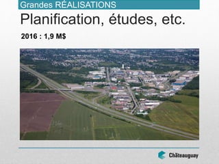 2016 : 1,9 M$
Grandes RÉALISATIONS
Planification, études, etc.
 