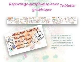 Reportage graphique avec Tablette
           graphique




                     Reportage graphique sur
                     tablette graphique avec
                     projection en temps réel
                      – Le développement de la
                     connaissance participative –
                     congrès
 