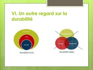 VI. Un autre regard sur la
durabilité
 