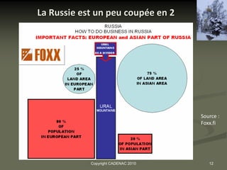 La Russie est un peu coupée en 2




                                     Source :
                                     Foxx.fi




            Copyright CADENAC 2010      12
 