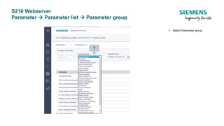 S210 Webserver
Parameter  Parameter list  Parameter group
1
1. Select Parameter group
 