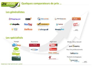  Profiter des retours d’expériences d’autres internautes sur un produit ou une boutique (les avis)Pourquoi utiliser les comparateurs de prix ?Pour les e-marchands :Un levier important pour : Accroitre la visibilité de sa boutique et des ses produits