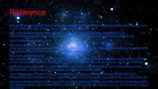 Référence
https://www.google.ca/search?safe=tivebaciw&=1366&bih=624&tbm=isch&sa=1&q=trou+noir&oq=trou+noir&gs_l=img.
3...0.0.1.4307.0.0.0.0.0.0.0.0..0.0....0...1c..43.img..9.0.0.OJfluxJs-X0
https://www.google.ca/search?safe=active&rlz=1C1GGGE_frCA533CA553&es_sm=93&q=d%C3%
A9finition+trou+noir&spell=1&sa=X&ei=ybhrU-HOJc23yAT--4FA&ved=0CCkQvwUoAA&biw=1366&bih=624
http://fr.wikipedia.org/wiki/Big_Bang
https://www.google.ca/search?
q=Big+band+univers&safe=active&rlz=1C1GGGE_frCA533CA553&es_sm=93&source=lnms&tbm=isch&sa=X&ei=WN
5sU-XJN5O3yAStloGYDA&ved=0CAgQ_AUoAQ&biw=1366&bih=667
https://www.google.ca/search?
safe=active&rlz=1C1GGGE_frCA533CA553&es_sm=93&biw=1366&bih=667&tbm=isch&sa=1&q=Soleil&oq=Soleil&gs
_l=img.3..0l10.174041.175896.0.176498.6.5.0.1.1.0.570.950.3j0j1j5-1.5.0....0...1c.1.43.img..1.5.732.WtjJTCxzW1A
https://www.google.ca/search?q=%C3%A9toile&rlz=1C1GGGE_frCA533CA553&oq=%C3%A9toile&aqs=chrome..
69i57j69i59j0l4.1303j0j7&sourceid=chrome&es_sm=93&ie=UTF-8&safe=active
https://www.google.com/search?safe=active&site=&tbm=isch&source=hp&biw=1366&bih=667&q=Plan%C3%
A8te&oq=Plan%C3%A8te&gs_l=img.3...1030.3046.0.3803.7.7.0.0.0.0.0.0..0.0....0...1ac.1.43.img..7.0.0.oQs-YZvm_yw
https://www.google.ca/search?safe=active&rlz=1C1GGGE_frCA533CA553&es_sm=93&q=plan%C3%A8te&oq=plan%
C3%A8te&gs_l=serp.3..0l10.372466.375874.0.376288.9.7.0.2.2.0.456.1211.2j3j1j0j1.7.0....0...1c.1.43.serp..2.7.934.0.3
YDvFFDi-yo
 