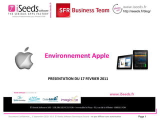 PRESENTATION DU 17 FEVRIER 2011 Environnement Apple Page  