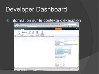 Developer Dashboard
   Information sur le contexte d'exécution
 