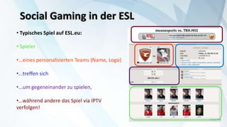 Social Gaming in der ESL<br /><ul><li> Typisches Spiel auf ESL.eu: