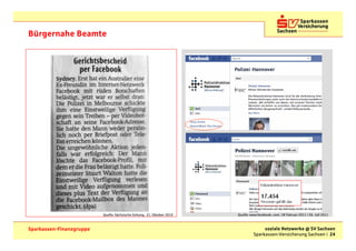 Bürgernahe Beamte




                          Quelle: Sächsische Zeitung, 21. Oktober 2010   Quelle: www.facebook..com, 18 Februar 2011 / 26. Juli 2011



Sparkassen-Finanzgruppe                                                                soziale Netzwerke @ SV Sachsen
                                                                                  Sparkassen-Versicherung Sachsen | 24
 