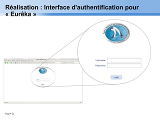 Page  22
Réalisation : Interface d'authentification pour
« Eurêka »
 