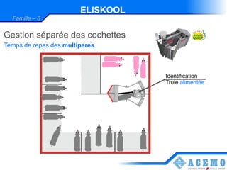 ELISKOOL
  Famille – 8


Gestion séparée des cochettes
Temps de repas des multipares



                                   Identification
                                   Truie alimentée
 
