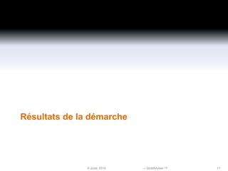 Résultats de la démarche
6 June, 2014 – StratAdviser Ltd 11
 