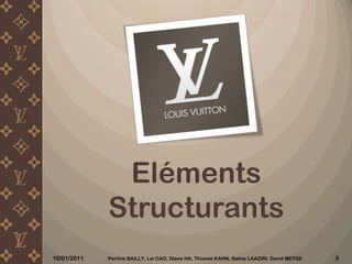 Eléments Structurants10/12/2010Perrine BAILLY, Lei CAO, Diane HA, Thomas KAHN, Salma LAAZIRI, David METGE 3