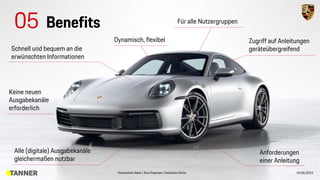 05
Hochschule Aalen | Sina Engmann, Cassandra Demir 03.05.2023
Benefits
Alle (digitale) Ausgabekanäle
gleichermaßen nutzbar
Keine neuen
Ausgabekanäle
erforderlich
Schnell und bequem an die
erwünschten Informationen
Dynamisch, flexibel
Für alle Nutzergruppen
Zugriff auf Anleitungen
geräteübergreifend
Anforderungen
einer Anleitung
 