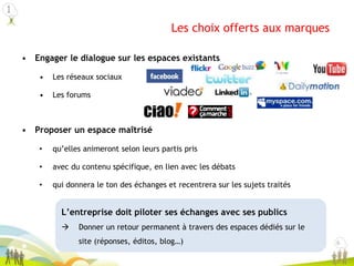 Le Community Manager joue un rôle clefSes principales missions :  identifier, recruter et animer la relation avec les membres, modérer, informer et réaliser le reportingLe métier de blogSpirit (depuis 2004) : 	Répondre à ces 2 enjeux à travers une offre de service s’appuyant sur 2 lignes de produitblogSpirit au cœur des enjeux d’un web de conversations