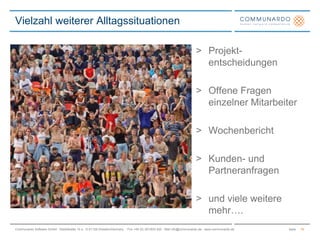 Projekt-entscheidungenOffene Fragen einzelner MitarbeiterWochenberichtKunden- und Partneranfragenund viele weitere mehr….Vielzahl weiterer Alltagssituationen16