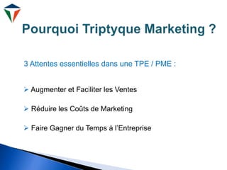  Augmenter et Faciliter les Ventes
 Réduire les Coûts de Marketing
 Faire Gagner du Temps à l’Entreprise
3 Attentes essentielles dans une TPE / PME :
 