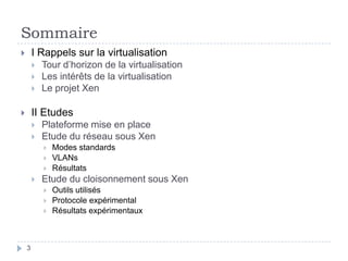 Etude de la virtualisation : Réseau & Cloisonnement Slide 3