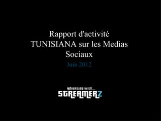 Rapport d'activité
TUNISIANA sur les Medias
       Sociaux
        Juin 2012
 