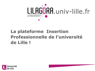 1
La plateforme Insertion
Professionnelle de l’université
de Lille !
.univ-lille.fr
 