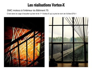 DMC motoco à l’intérieur du Bâtiment 75
C’est dans la cage d’escalier qu’est né le 1er
Vortex-X qui a pris le nom de Vortex-075-1
 