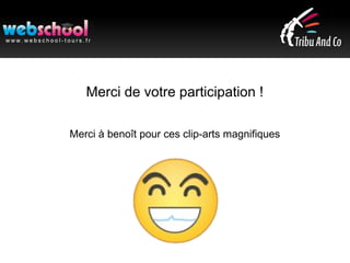 Merci de votre participation !
Merci à benoît pour ces clip-arts magnifiques
 