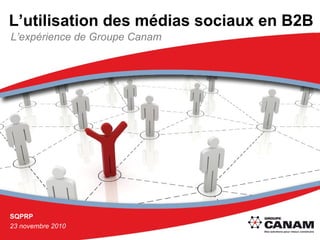 SQPRP
23 novembre 2010
L’utilisation des médias sociaux en B2B
L’expérience de Groupe Canam
 