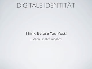 Internet und Web 2.0 – von Blogs und digitaler Identität