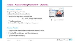webcom - Neuausrichtung Webauftritt - Überblick 
Das Projekt – webcom - 
Neugestaltung der gesamten 
webbasierten Kundenko...