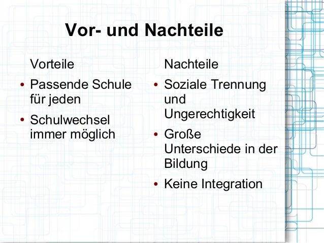 Vor- Und Nachteile Schulsystem Deutschland