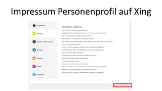 Impressum Personenprofil auf Xing 
 