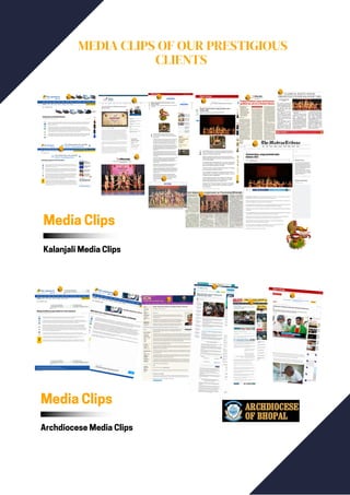 MEDIA CLIPS OF OUR PRESTIGIOUS
CLIENTS
Media Clips
Kalanjali Media Clips
Media Clips
Archdiocese Media Clips
 