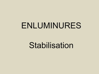 ENLUMINURES

 Stabilisation
 