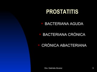 PROSTATITIS BACTERIANA AGUDA BACTERIANA CRÓNICA CRÓNICA ABACTERIANA 