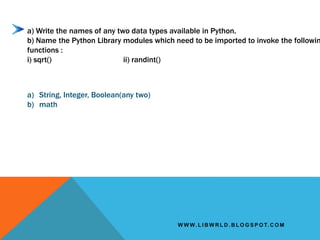 Revision History Python Code Block PYTHON REVISION TOUR - 1 | PPTX