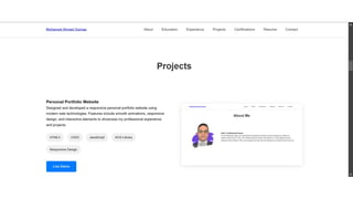 Mohamed Gomaa Portfolio coded frontend and uploaded to github | PPT