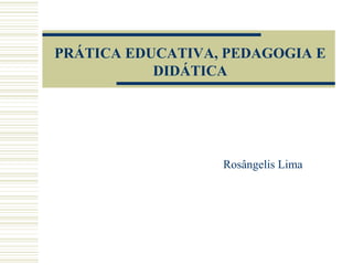 PRÁTICA EDUCATIVA, PEDAGOGIA E
DIDÁTICA

Rosângelis Lima

 