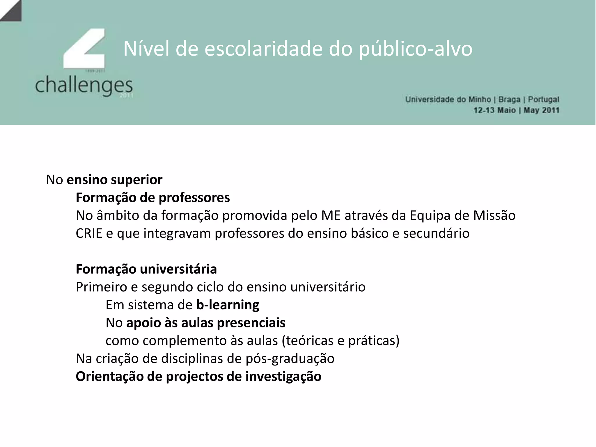 Perspectivas subjacentes à utilização da Moodle