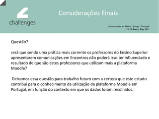 Perspectivas associadas à utilização da Moodle