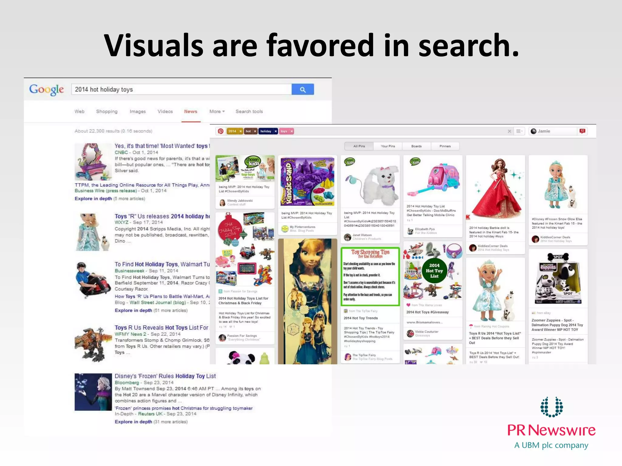 Visuals are favored in search.
