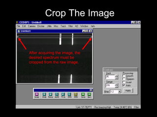 Crop The Image After acquiring the image, the desired spectrum must be cropped from the raw image. 