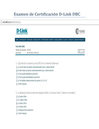 Examen de Certificación D-Link DBC
 