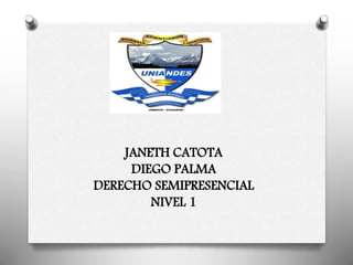 JANETH CATOTA
DIEGO PALMA
DERECHO SEMIPRESENCIAL
NIVEL 1
 