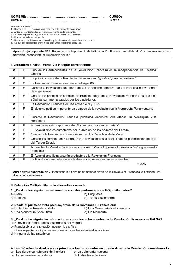 preguntas revolucion francesa prueba 2 octavo revolucion francesa preguntas revolucion francesa prueba 2 octavo revolucion francesa